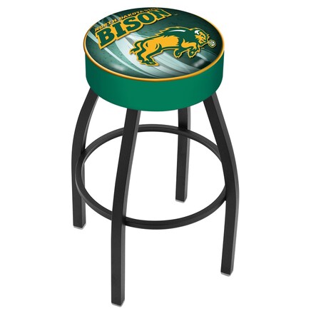 Holland Bar Stool Co 30" North Dakota State Cushion Seat, Blk Wrinkle Base Swivel Bar Stool L8B130NDakSt-G-D2